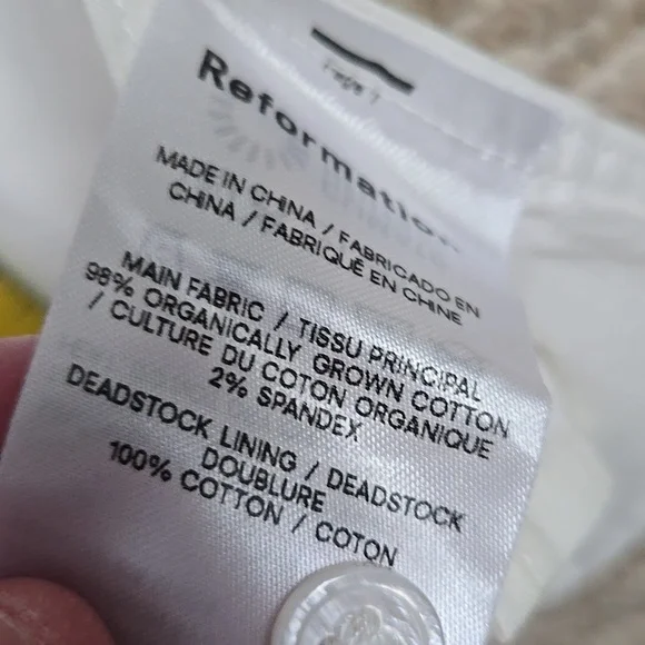 White Reformation Crop Cotton Tank Top Shirt Size 8 - Picture 7 of 8